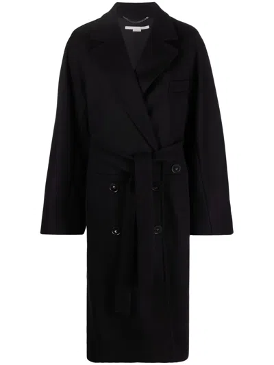 Stella Mccartney Double-breasted Belted Mid-length Coat In Black