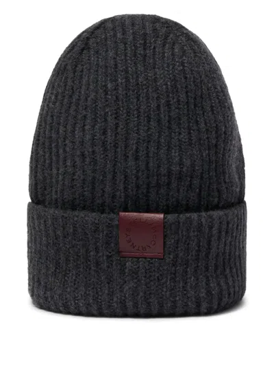 Stella Mccartney Big Logo Beanie In Grey