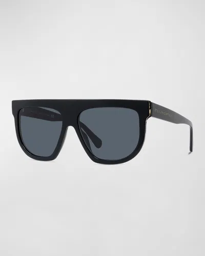 Stella Mccartney Bio-acetate Aviator Sunglasses W/ Chain Strap In Black/gray