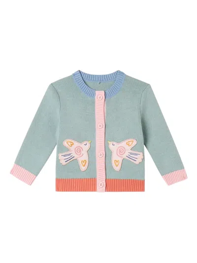 Stella Mccartney Babies' Bird-appliqué Cardigan In Gray