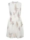 Stella Mccartney Bird-print Gathered Midi Dress In White