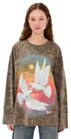 Stella Mccartney Bird Print Long Sleeve T Shirt Smoke In Smoke