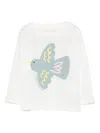 Stella Mccartney Bird-print Long-sleeve Top In White