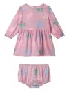 Stella Mccartney Bird-print Smocked Dress In Multi