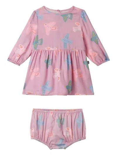 Stella Mccartney Babies' Bird-print Smocked Dress In Multi