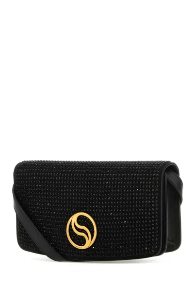 Stella Mccartney Black Alter Mat Mini S-wave Wallet In Ultrablack