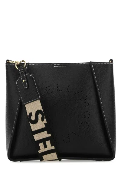 Stella Mccartney Black Alter Mat Mini Stella Logo Shoulder Bag In 1000