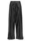 Stella Mccartney Wide Leg Elastic Waistband Trousers With Shiny Finish In Black