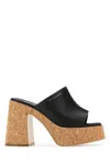 Stella Mccartney Eco-friendly Square Open Toe Cork Platform Heels In Black
