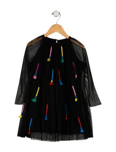 Pre-owned Stella Mccartney Babies' Black And Multicolor Patterned Long Sleeve Dress