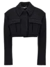 Stella Mccartney Cropped Wool Jacket With Button Closure In Black