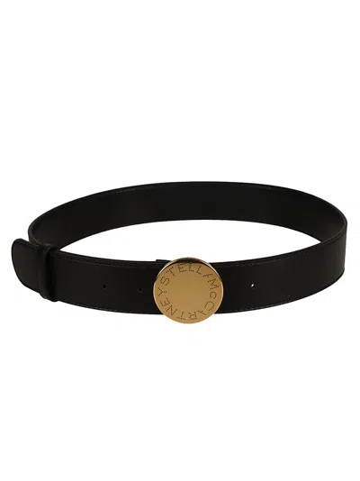 Stella Mccartney Black Belt With Gold-tone Buckle