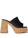Stella Mccartney Eco-friendly Square Open Toe Cork Platform Heels In Black