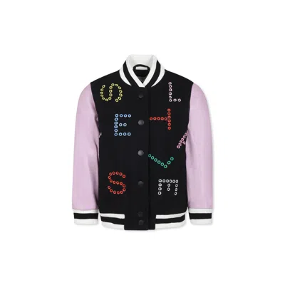 STELLA MCCARTNEY BLACK BOMBER JACKET FOR GIRL WITH LOGO