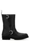 Stella Mccartney Black Trace Buckle-strap Biker Boots In Black