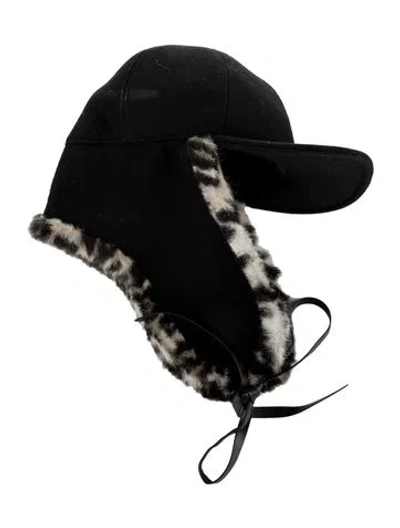 Pre-owned Stella Mccartney Black Cap With Faux Fur Trim
