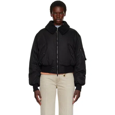 Stella Mccartney Black Collared Bomber Jacket In 1000 Black