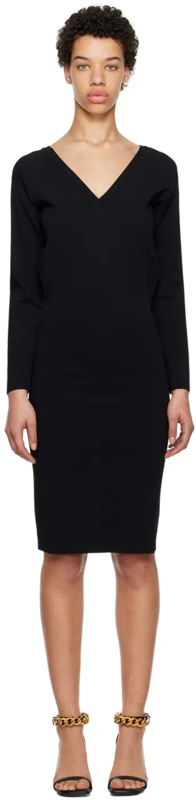 Stella Mccartney Knee-length V-neck Dress Long Sleeves In Black