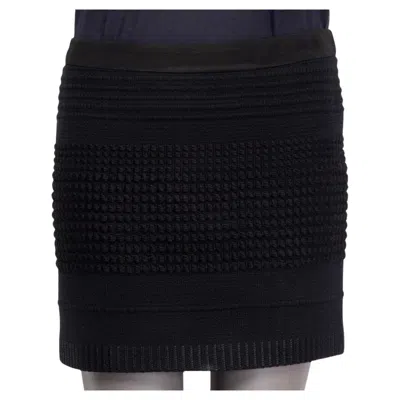 Pre-owned Stella Mccartney Black Cotton & Silk Textured Weave Mini Skirt 40 S