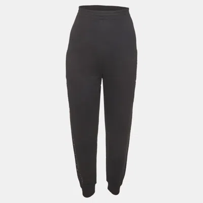Pre-owned Stella Mccartney Black Cotton Broderie Anglaise Detail Trousers M