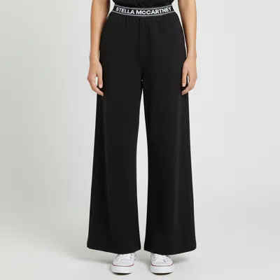 Pre-owned Stella Mccartney Black Cotton Logo Band Wide Leg Track Pants L