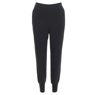 Pre-owned Stella Mccartney Black Cotton Rib Trim Ruched Back Jogger Pants It36 Xxs