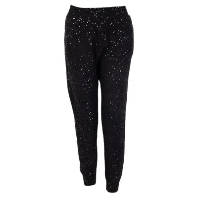 Pre-owned Stella Mccartney Black Cotton Sequin Emblleished Joggers Pants 42 M