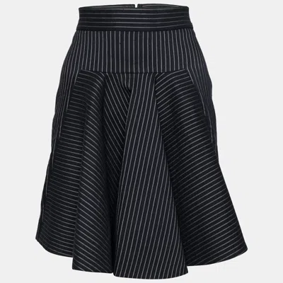 Pre-owned Stella Mccartney Black Cotton Striped Flared Mini Skirt S