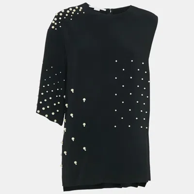 Pre-owned Stella Mccartney Black Crepe Beaded Top L