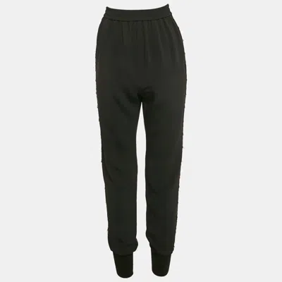 Pre-owned Stella Mccartney Black Crepe Lace Trimmed Trousers S