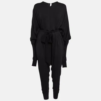 Pre-owned Stella Mccartney Black Crepe Loose Fit Belted Jumpsuit M