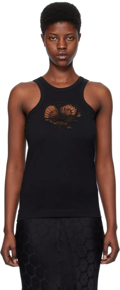 Stella Mccartney Black Crochet Cutout Tank Top In 1000 Black