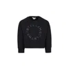 Stella Mccartney Black Crop Sweatshirt For Girl With Logo In Black