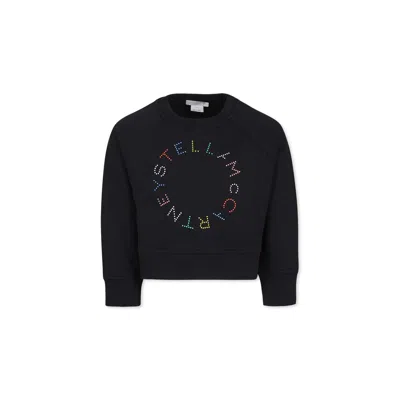Stella Mccartney Kids' Black Crop Sweatshirt For Girl With Logo