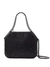 STELLA MCCARTNEY BLACK CRYSTAL MESH MINI TOTE BAG WITH MAGNETIC FASTENING AND CHAIN LINK DETAIL
