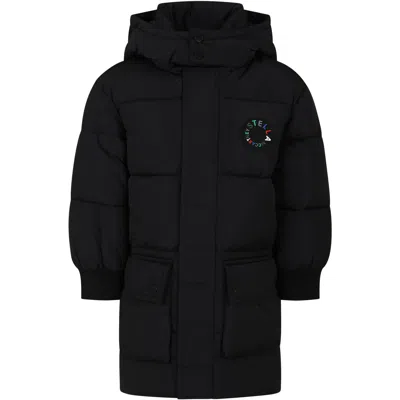 Stella Mccartney Kids' Black Down Jacket For Boy With Logo
