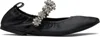 Stella Mccartney Black Elsa Crystal Flowers Ballerina Flats In 1000 Black