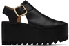 Stella Mccartney Black Elyse Closed-toe T-bar Platform Sandals In Black