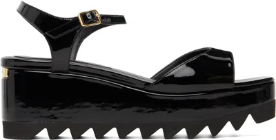 Stella Mccartney Platform Sandals Nylon Ankle Strap Silk Upper In Black
