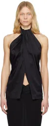 Stella Mccartney Black Envers Satin Halterneck Tank Top In 1000 Black