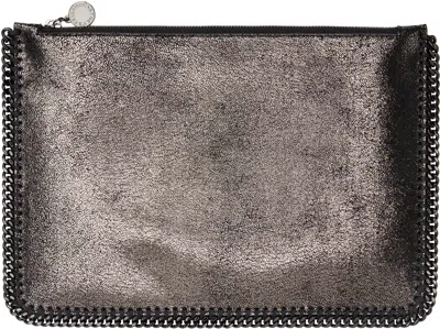 Stella Mccartney Black Falabella Clutch In 1111 Ruthenium