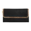 Stella Mccartney Black Falabella Continental Flap Wallet In Black