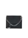 Stella Mccartney Falabella Compact Trifold Wallet Chain Detail In Black