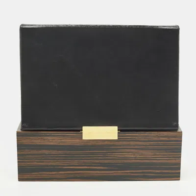 Pre-owned Stella Mccartney Black Faux Leather And Wood Effect Acrylic Clutch