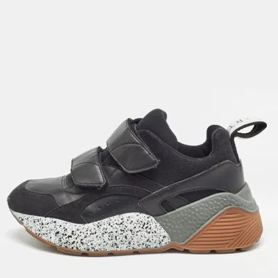 Pre-owned Stella Mccartney Black Faux Leather Eclypse Sneakers Size 36