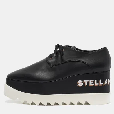 Pre-owned Stella Mccartney Black Faux Leather Elyse Platform Sneakers Size 39.5