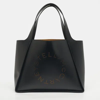 Pre-owned Stella Mccartney Black Faux Leather Large The Logo Tote