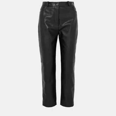 Pre-owned Stella Mccartney Black Faux Leather Straight Leg Trousers Size 40