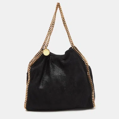 Pre-owned Stella Mccartney Black Faux Suede Falabella Tote