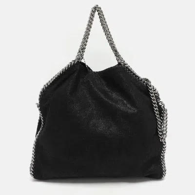 Pre-owned Stella Mccartney Black Faux Suede Small Falabella Tote